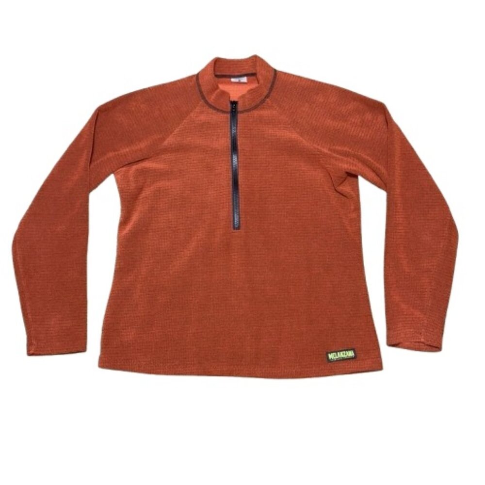 Melanzana Micro Grid Half Zip Pullover Sweater Burnt Orange Womens Size Medium